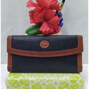 Dooney & Bourke Black Pebbled Leather Trifold Wallet - Made in USA - Vintage